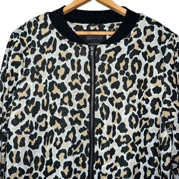 Sanctuary Leopard Print City Topper Long Lined  Zip Up Jacket Cardigan Size M - Picture 4 of 15